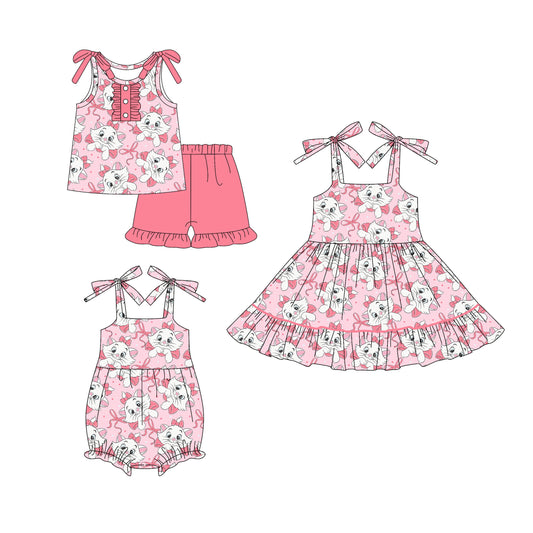 4.17 custom each style moq 5eta 4-6week Sibling Sisters bow baby girl short sleeve shorts sets and dress and rompers match family design