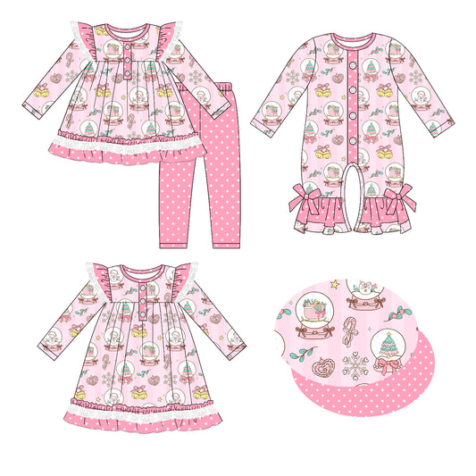 25.5.20 custom each style moq 5eta 4-6week Sibling Sisters bow Christmas baby girl long sleeve pants sets and dress and rompers match family design