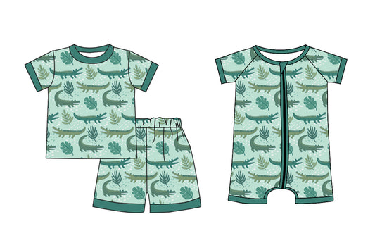4.10 custom each style moq 5eta 4-6week Sibling Sisters crocidile baby boy short sleeve shorts sets and rompers match family design