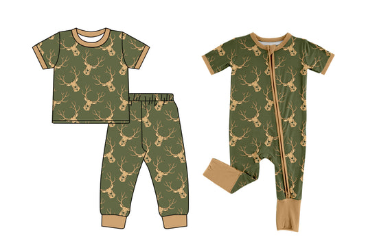 25.5.12 custom each style moq 5eta 4-6week Sibling Sister deer head baby boy short sleeve pants sets and rompers match family design