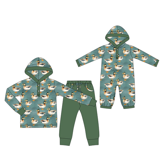 25.8.27 custom each style moq 5eta 4-6week Sibling Sisters duck baby boy clothes long sleeve pants sets and romper match family design