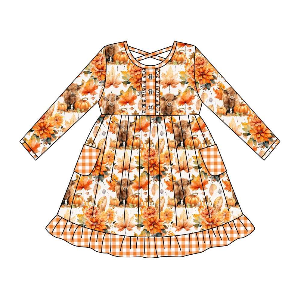 5.22 custom each style moq 5eta 4-5week Sibling Sister halloween pumpkin orange girls and boys outfits and baby romper match family design