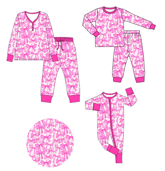 25.9.11 custom each style moq 5eta 4-6week Sibling Sister bow baby long sleeve pants sets and romper and adult set match design