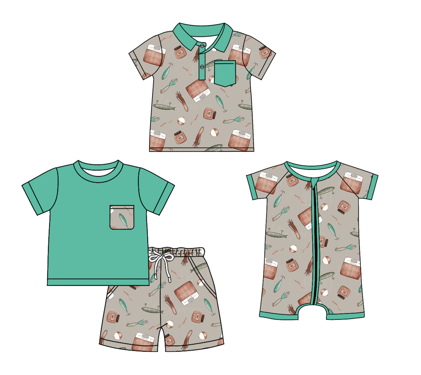 12.7 custom each style moq 5eta 4-6week Sibling Sister fish baby boy short sleeve shorts sets and boy romper and top match design