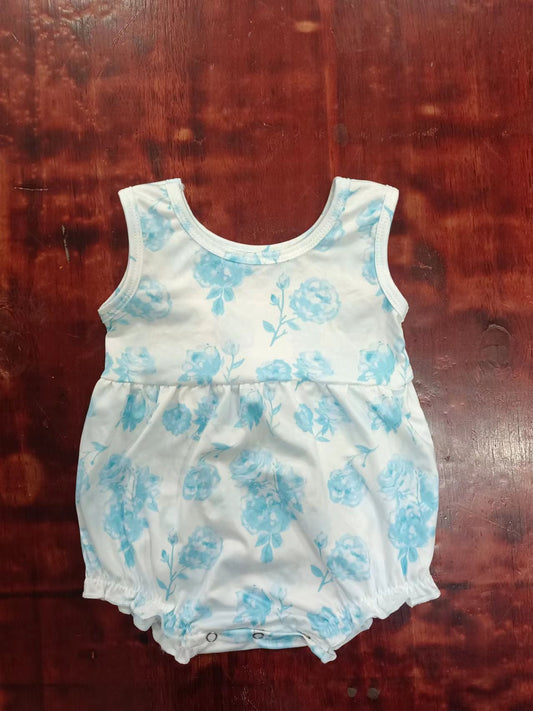 custom moq 5 eta 5weeks mix size baby  Summer Flowers Blue Flower Boys Romper Suit