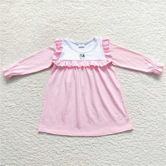 RTS NO MOQ（In Stock) GLD0274 Christmas Embroidered Long-Sleeved Dress