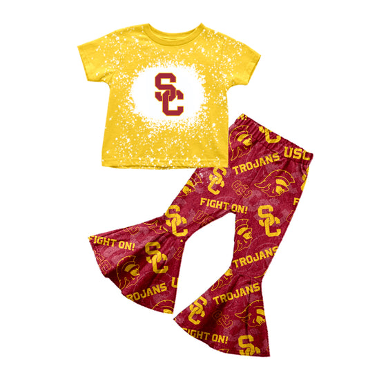 baby girl clothes team yellow top red pants toddler girl summer outfit