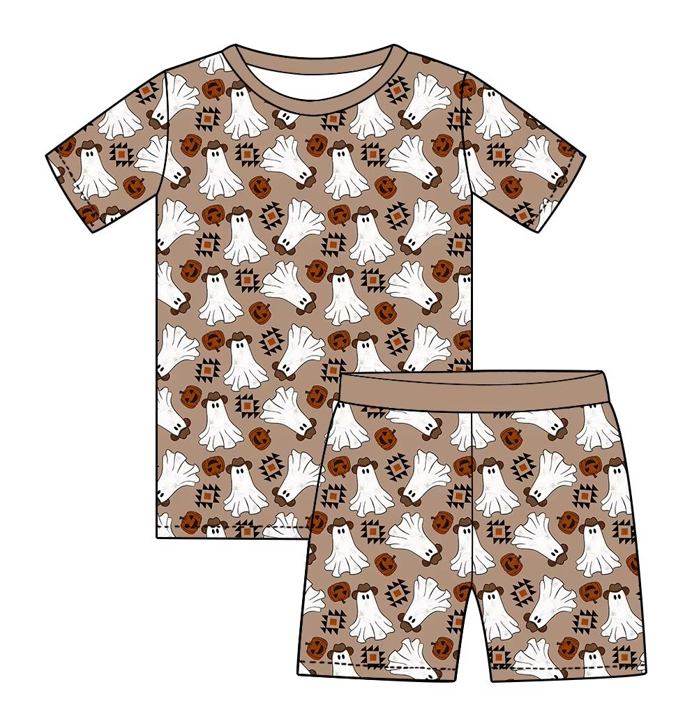Custom moq 5 each style eta 6-7weeks baby boy clothes ghost short sleeve shorts sets-25.8.1