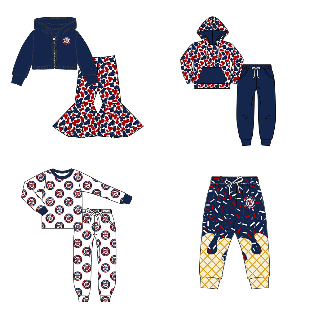 Custom moq 5 mix size milk silk summer teams baby girls clothes camouflage blue hooded long sleeve pants sets 2 and boy pants sets and pant-25.8.8