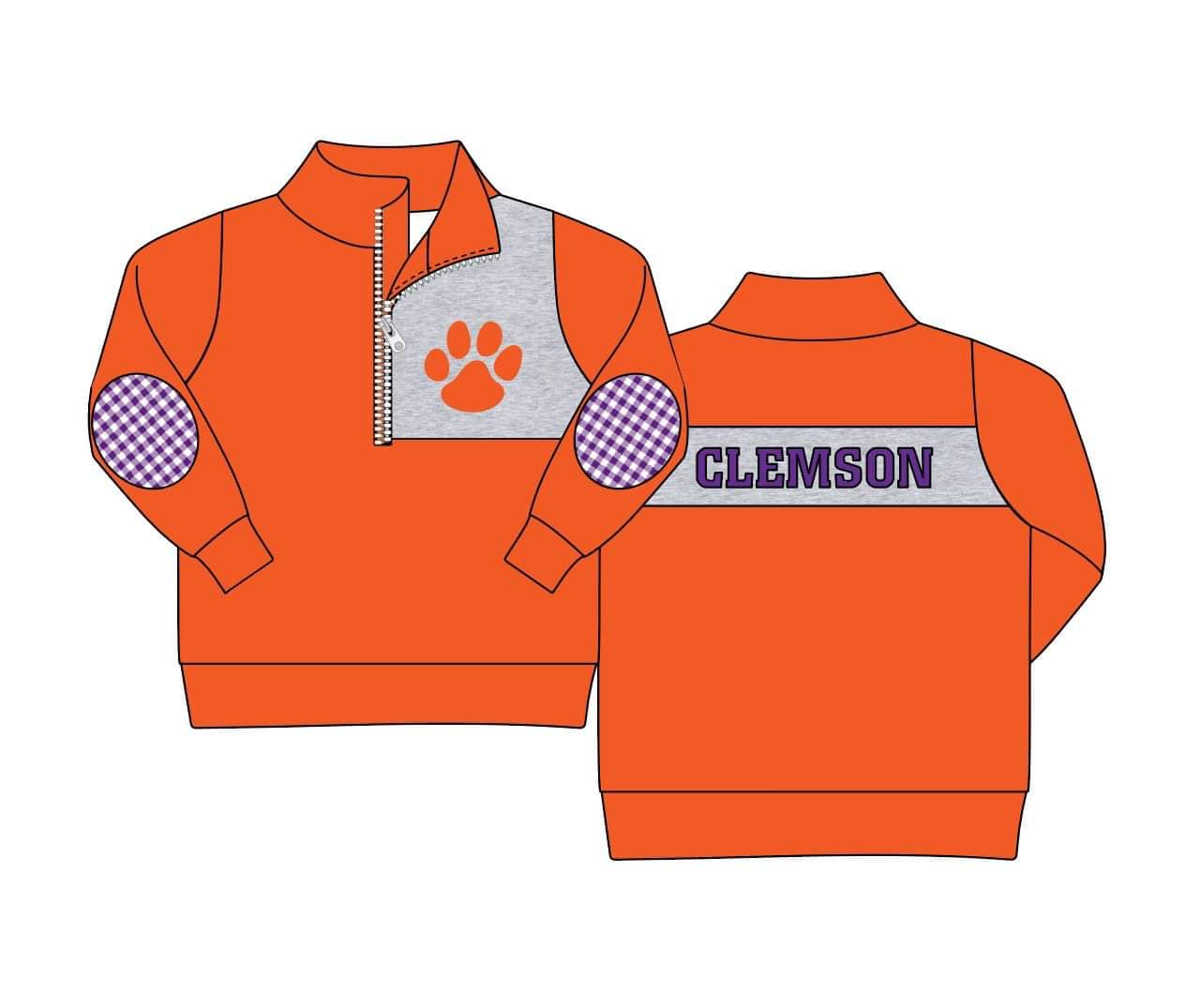 Deadline August 14 custom no moq Boys Orange Cotton Zip-Up Top