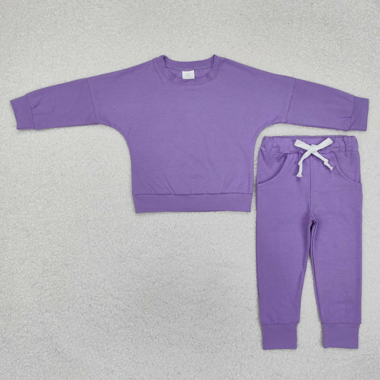 RTS NO MOQ ETA 5/7days Arrived GLP2249 Pure purple long-sleeved trousers suit
