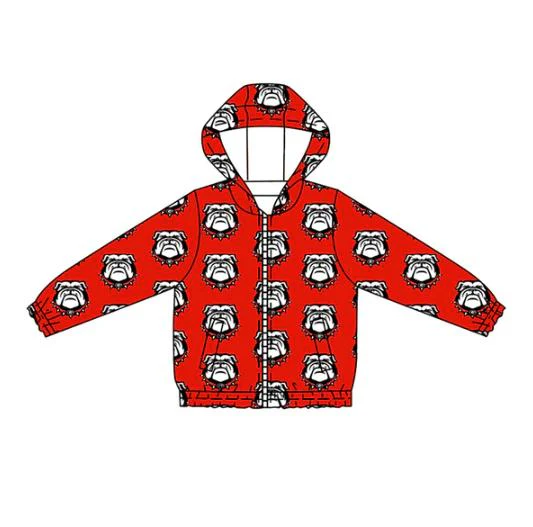 Custom moq 5 mix size milk silk baby girls clothes team red hooded long sleeve jacket-25.7.25