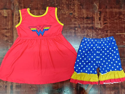 Custom moq 3 eta 6-7weeks baby girls clothes red sleeveless shorts sets-25.5.12