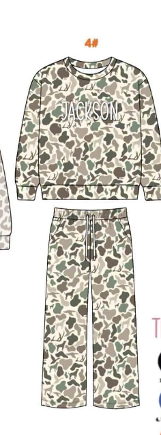 pre order no moq GSMC01 Camouflage Leopard Print Lightweight Sweat  sets without name only blank style