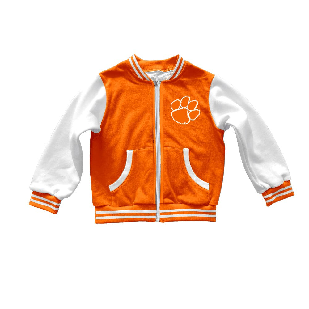 custom moq 5 tat about 4-6 weeks Boys orange and white Zipper Cotton Milk Silk Jacket Pullover
