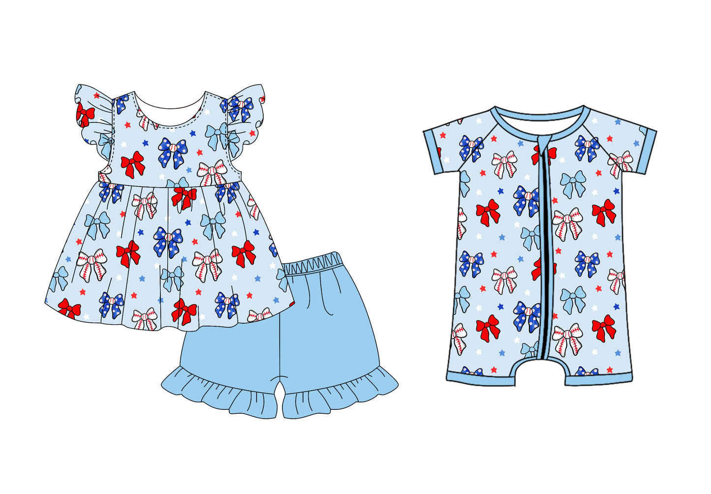 2.27 custom each style moq 5eta 4-6week Sibling Sister bow baby girl short sleeve shorts sets and romper match design