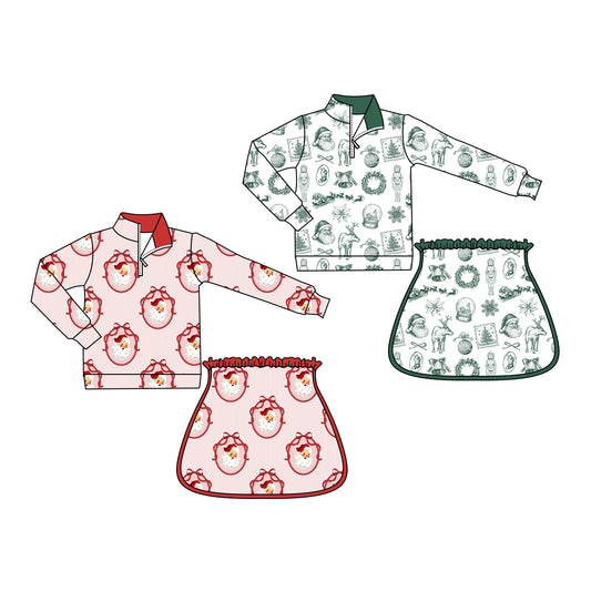 25.9.1 custom each style moq 5eta 4-6week Sibling Sisters Christmas boot baby girl long sleeve skirts sets 2 match family design