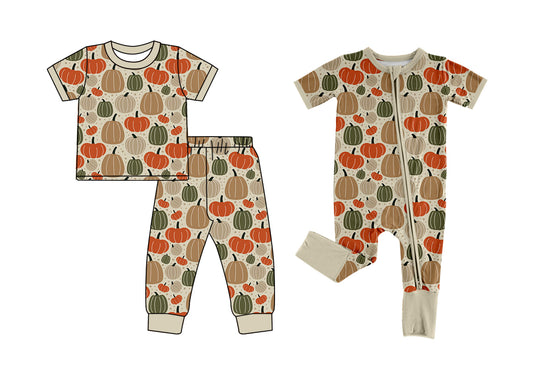 25.5.12 custom each style moq 5eta 4-6week Sibling Sister pumpkin baby boy short sleeve pants sets and rompers match family design