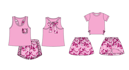 12.14 custom each style moq 5eta 4-6week Sibling Sister camouflage baby girl short sleeve shorts sets and dresses match design