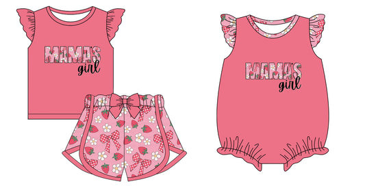 12.3 custom each style moq 5eta 4-6week Sibling Sister MAMA GIRL baby girl short sleeve shorts sets and rompers match design