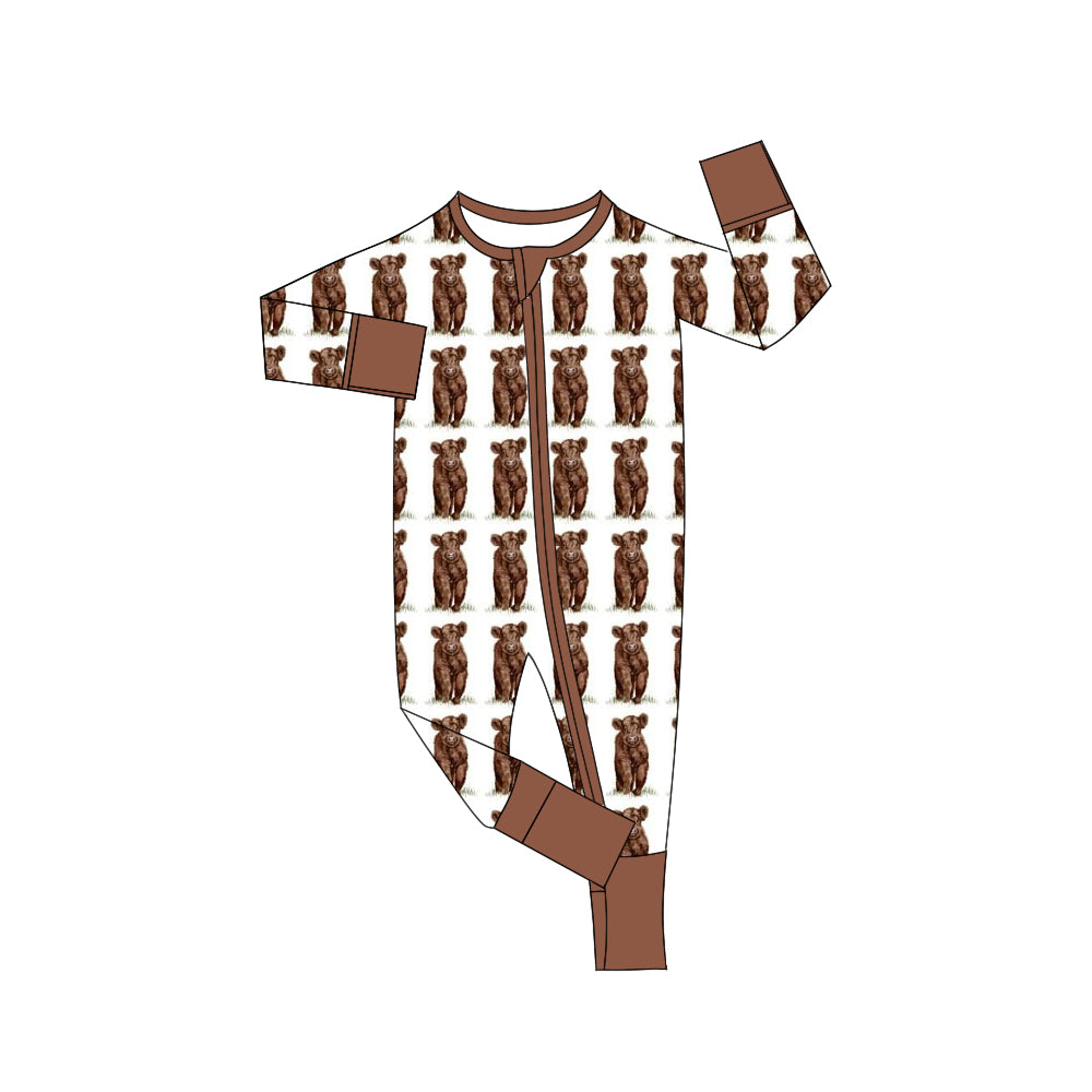 9.7 custom each style moq 5eta 4-6week Sibling Sister cow brown baby girls short sleeve sets and rompers match design