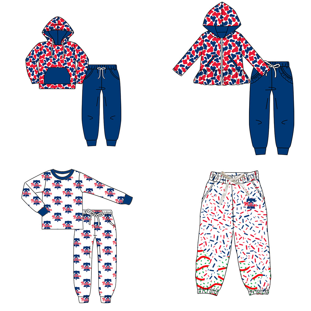 Custom moq 5 mix size milk silk summer teams baby girls clothes camouflage blue hooded long sleeve pants sets 2 and boy pants sets and pant-25.8.9