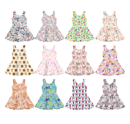 4.10 custom each style moq 5eta 4-6week Sibling Sister baby girls clothes Short sleeve dress 1 and dress 8 match family design