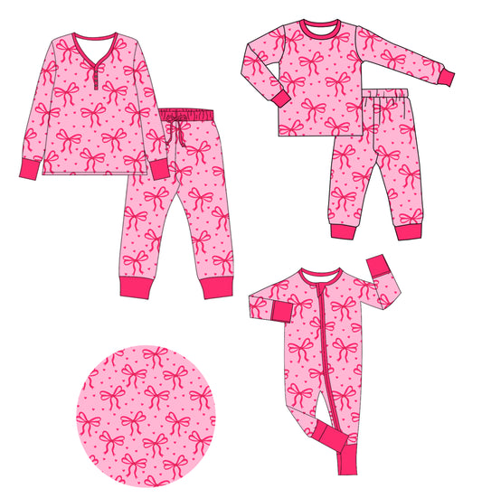 25.9.11 custom each style moq 5eta 4-6week Sibling Sister bow baby long sleeve pants sets and romper and adult set match design