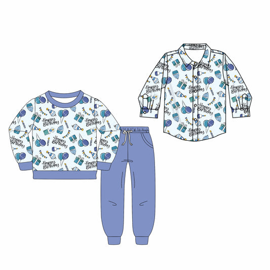 25.5.19 custom each style moq 5eta 4-6week Sibling Sisters HAPPY BIRTHDAY baby boy long sleeve pants sets and top match family design