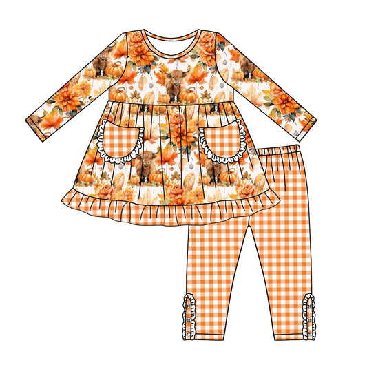 5.22 custom each style moq 5eta 4-5week Sibling Sister halloween pumpkin orange girls and boys outfits and baby romper match family design