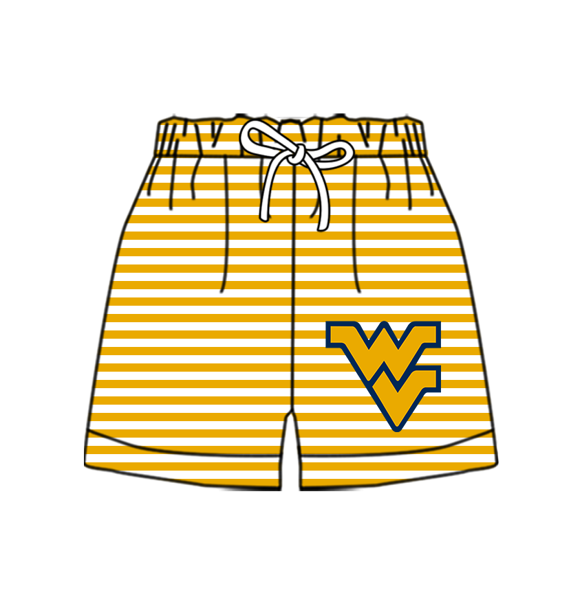 Custom moq 5 mix size milk silk summer teams Baby Yellow Striped Drawstring Shorts for Children Elastic Waist Kids Summer Shorts