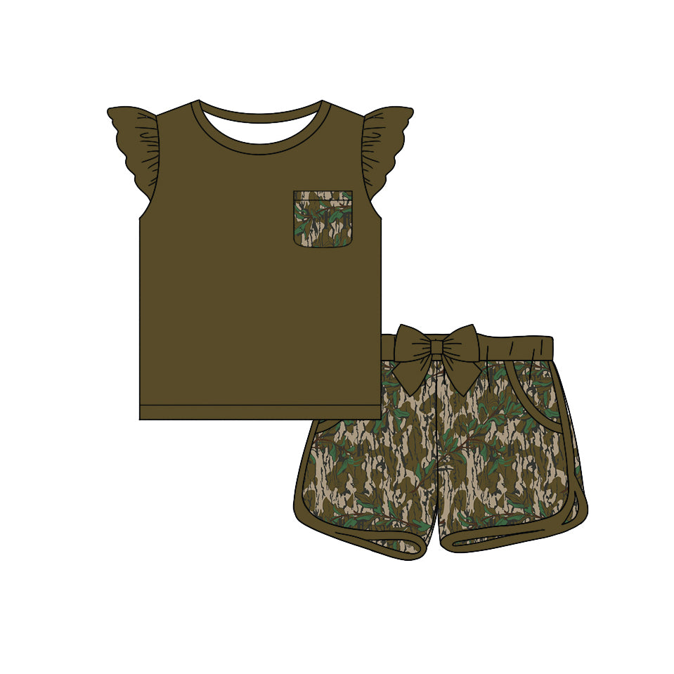 11.2 custom each style moq 5eta 4-6week Sibling Sister camouflage baby girl short sleeve shorts sets 1 and sets 2 match design