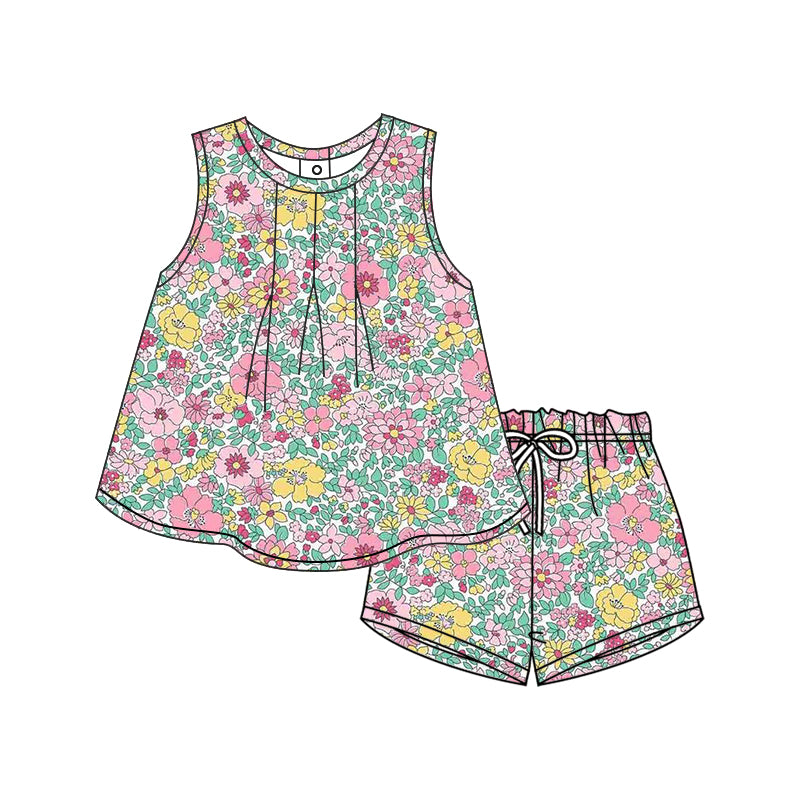12.9 custom each style moq 5eta 4-6week Sibling Sister floral baby girl short sleeve shorts fish sets 1 and easter sets 2 match design