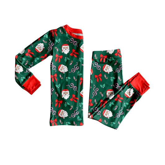 25.9.2 custom each style moq 5eta 4-6week Sibling Sisters Christmas bow green baby girl long sleeve pants sets and dress and rompers match family design