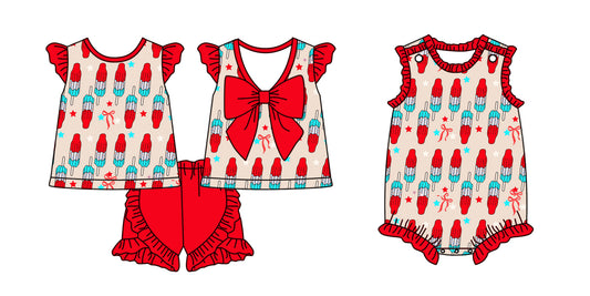 2.10 custom each style moq 5eta 4-6week Sibling Sister baby girls short sleeve shorts sets and romper match design