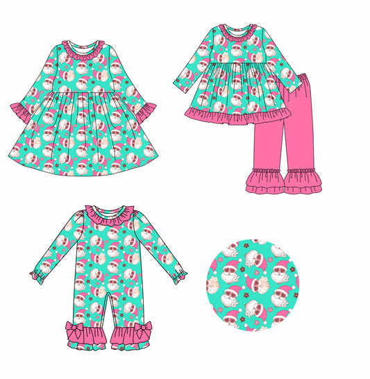 25.8.27 custom each style moq 5eta 4-6week Sibling Sisters Christmas baby girl long sleeve pants sets and dress and rompers match family design