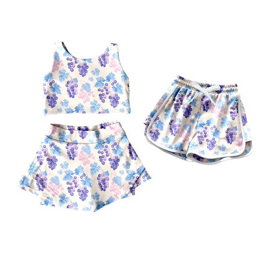 4.16 custom each style moq 5eta 4-6week Sibling Sister grape baby girls clothes Short sleeve yoga dress and shorts match family design