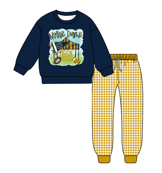 Custom moq 5 mix size milk silk summer teams baby boy clothes dark blue long sleeve pants sets-25.9.9