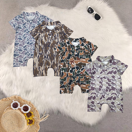RTS NO MOQ Baby boy clothes camouflage Shorts Sleeve Romper Mixed Sizes