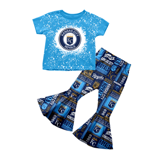 Custom summer teams baby girl clothes team blue short sleeve pants sets-25.8.2