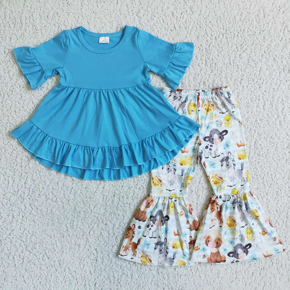 RTS NO MOQ Sibling Baby girls Clothes long-sleeved pants sets