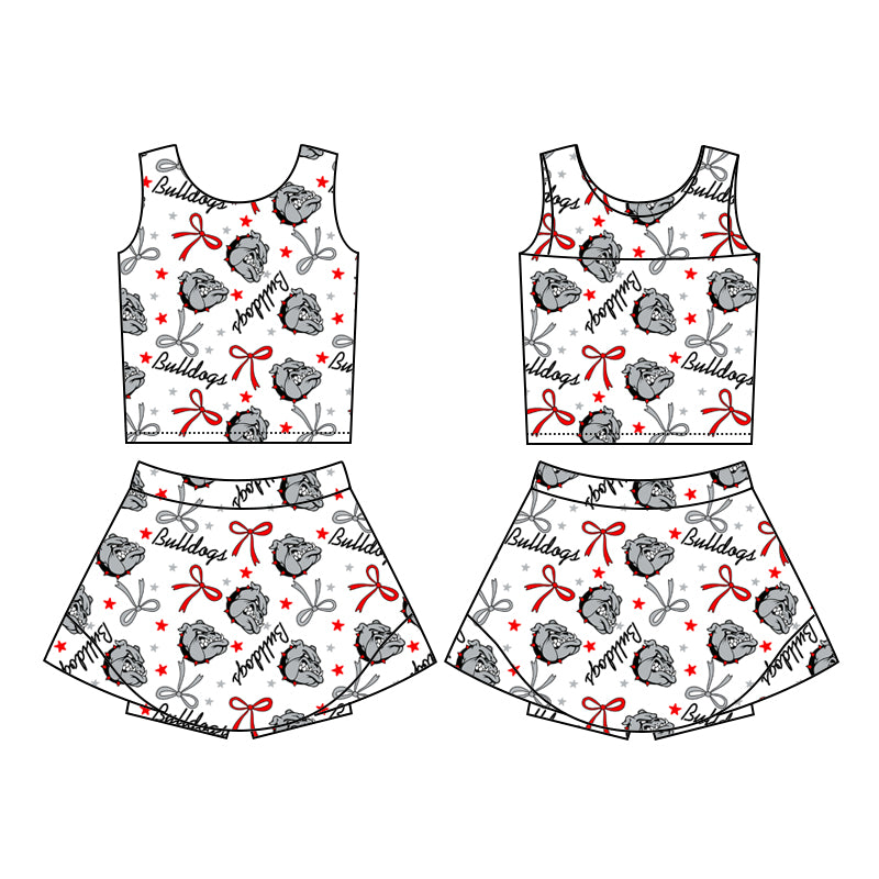 custom moq 3 eta 6-7weeks baby girls clothes team bow Sleevesless skirts Shorts Set
