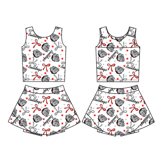 custom moq 3 eta 6-7weeks baby girls clothes team bow Sleevesless skirts Shorts Set