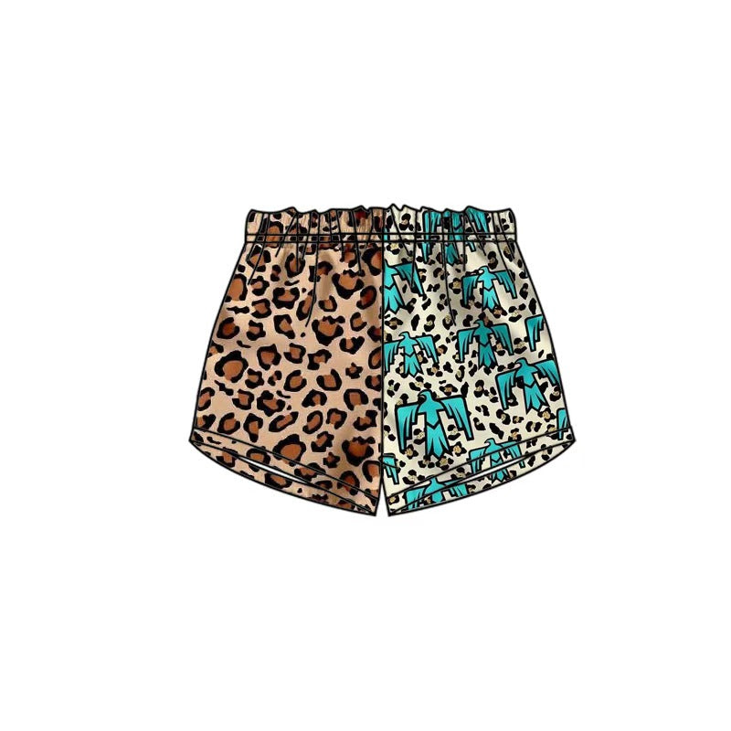 Custom moq 5 mix size milk silk Adult Women Western Leopard Print Turquoise Flower High Waist Shorts