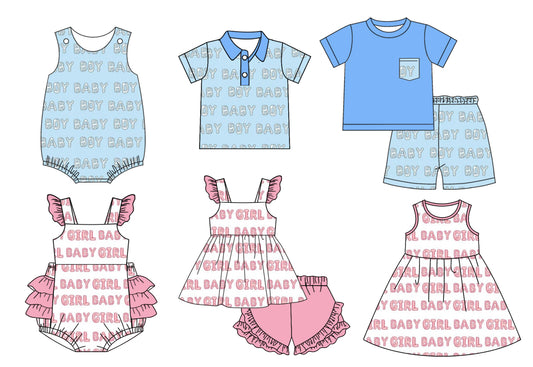 11.13 custom each style moq 5eta 4-6week Sibling Sister BABY GIRL baby girl short sleeve shorts sets and sets 2 and girls romper and boy romper and dress and top match design