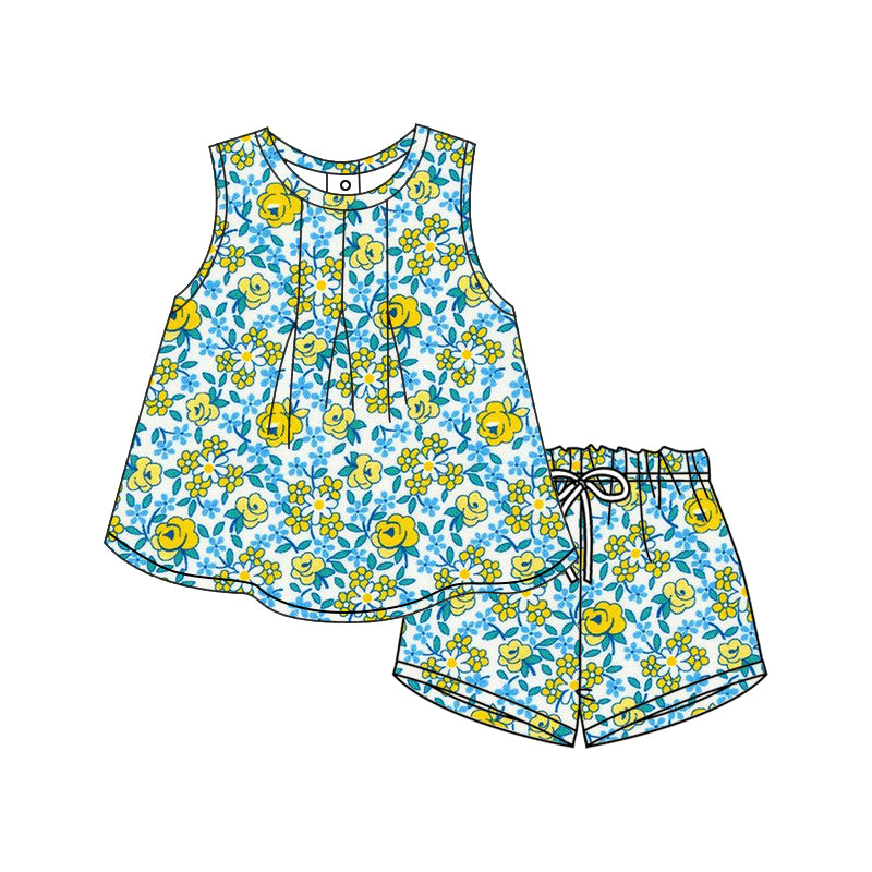 12.9 custom each style moq 5eta 4-6week Sibling Sister floral baby girl short sleeve shorts fish sets 1 and easter sets 2 match design
