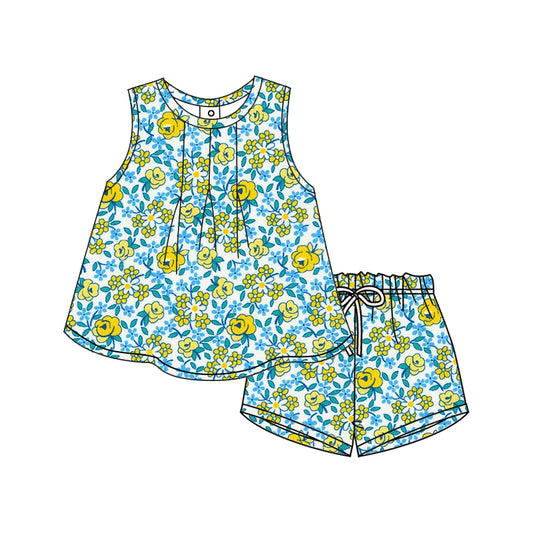 12.9 custom each style moq 5eta 4-6week Sibling Sister floral baby girl short sleeve shorts fish sets 1 and easter sets 2 match design