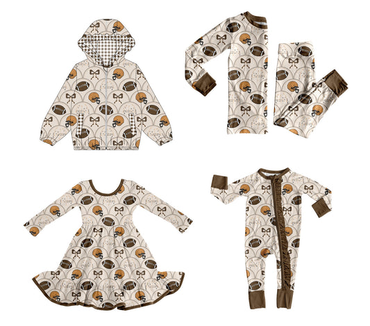 25.9.4 custom each style moq 5 eta 4-6week Sibling Sisters rugby bow baby girl long sleeve pants sets and romper and dress and hooded top match family design