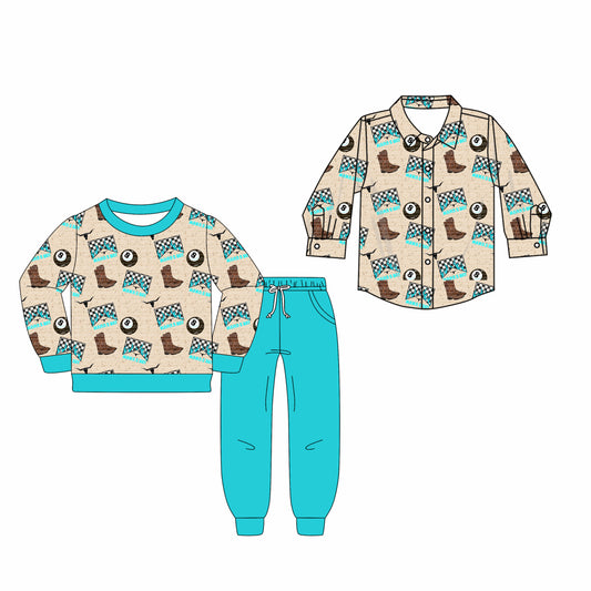 25.5.19 custom each style moq 5eta 4-6week Sibling Sisters boots baby boy long sleeve pants sets and top match family design