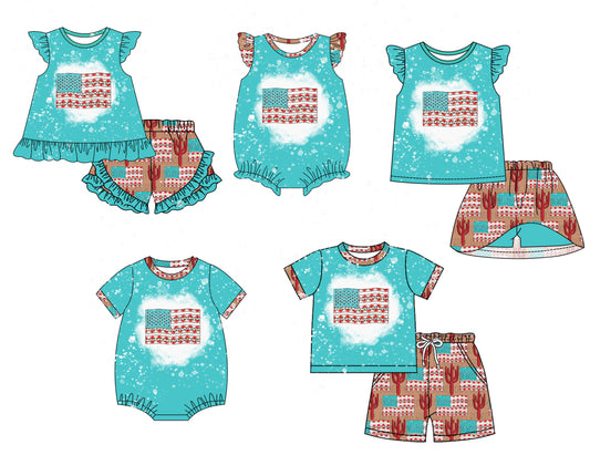 11.29 custom each style moq 5eta 4-6week Sibling Sister 4th of july baby girl short sleeve shorts sets and sets 2 and girls romper and boy romper and dress match design